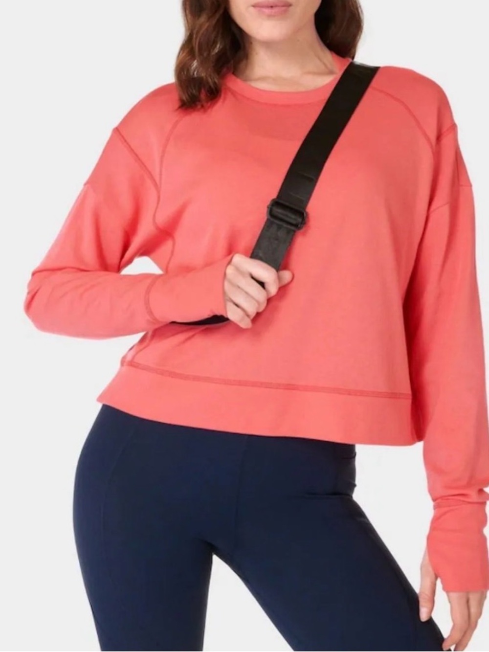 Sweaty Betty coral oversized after class crop sweatshirt size 6 Ptp 21"